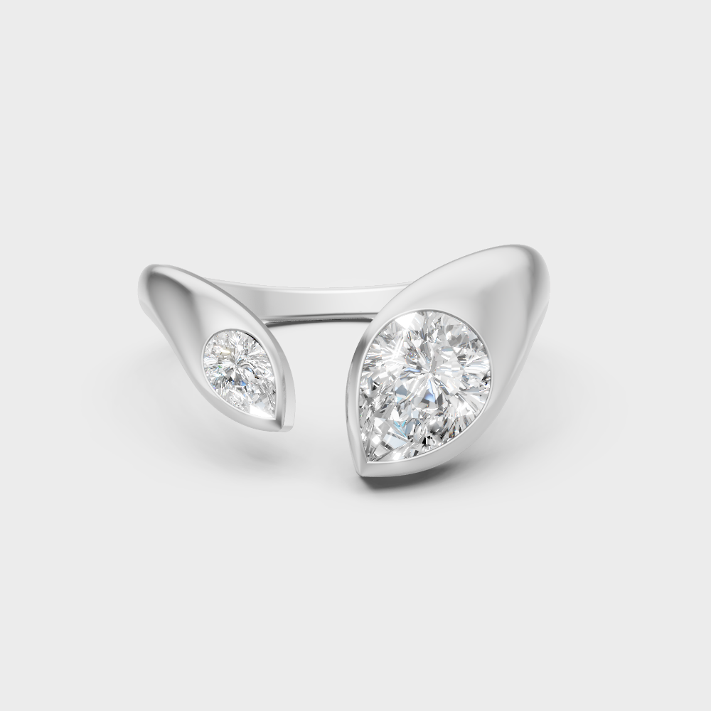 Premium 950 platinum pear-cut lab-grown diamond solitaire engagement ring
